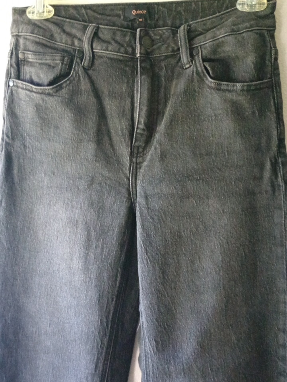 Quince Black Washed Out Denim Wide Leg Jeans Size 30 - Picture 2 of 8